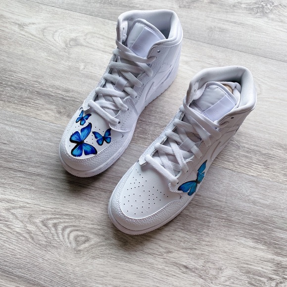 Nike AJ Air Jordan 1 mid custom buttefly - Picture 6 of 7
